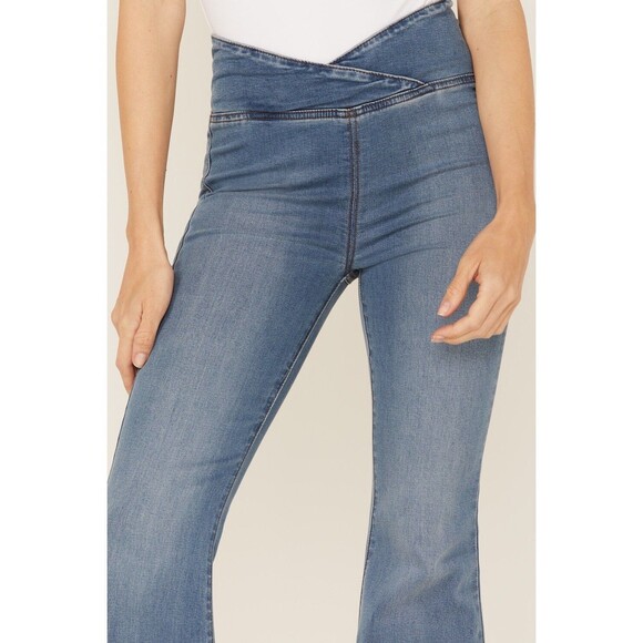 We The Free Venice Beach Flare Wrap Over High Rise Stretch Jeans Women Size 26 - Picture 2 of 15
